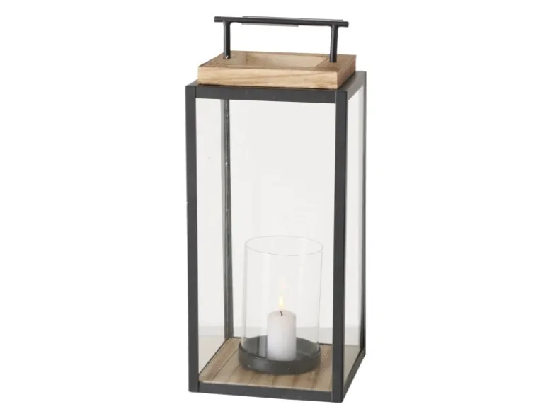 Boltze Home Laterne Damiano Groß 45 cm x 20 cm x 20 cm Schwarz-Natur