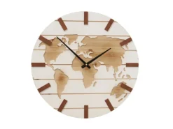 Boltze Home Wanduhr Global Ø 50 cm Creme-Weiß
