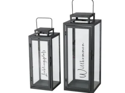Boltze Laternen-Set Berlin 2 -teilig 50 cm x 20 cm x 20 cm Schwarz