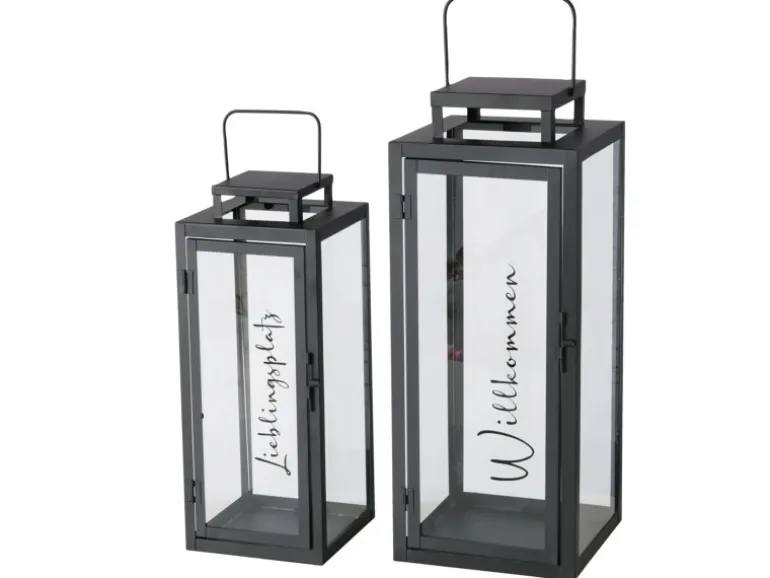 Boltze Laternen-Set Berlin 2 -teilig 50 cm x 20 cm x 20 cm Schwarz