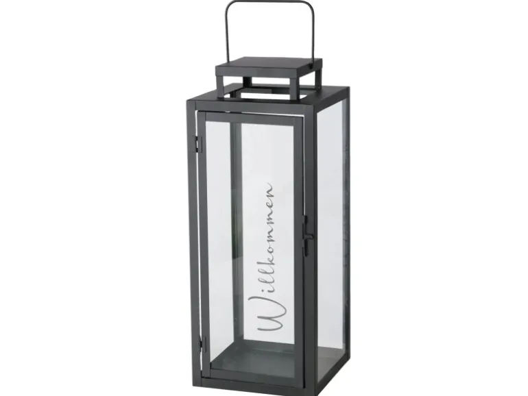 Boltze Laternen-Set Berlin 2 -teilig 50 cm x 20 cm x 20 cm Schwarz