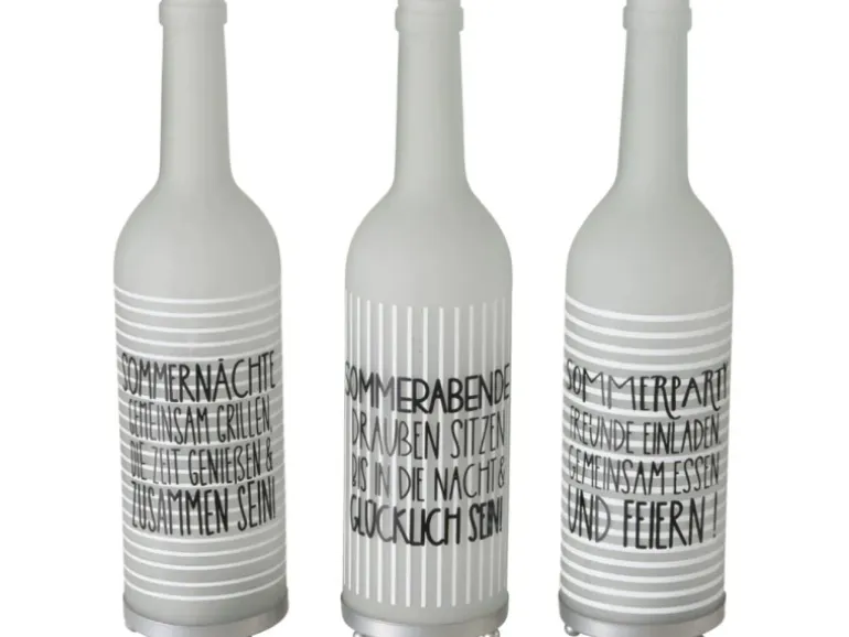 Boltze Teelichthalter Flasche 3-fach sortiert