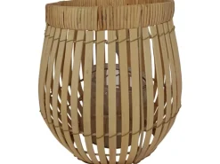 Boltze Windlicht Bambus 22 cm x Ø 21 cm Natur