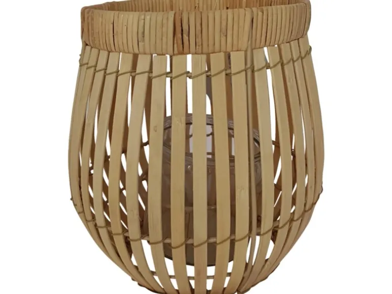 Boltze Windlicht Bambus 22 cm x Ø 21 cm Natur