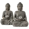 Boltze Windlicht Buddha 2-fach Sortiert 61 cm Braun