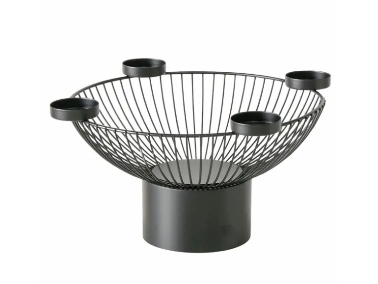 Boltze Windlicht Cindy Rund 17 cm x 33,5 cm x 17 cm Schwarz