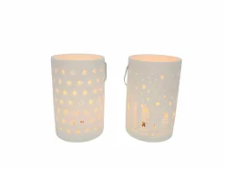 Boltze Windlicht 2-fach Sortiert Ø 8,7 cm x 13 cm Weiß