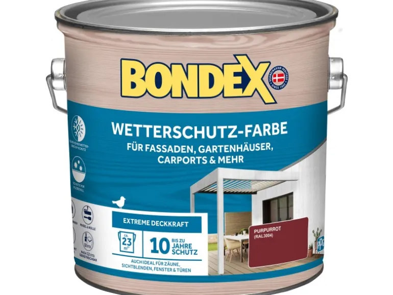 Bondex Wetterschutz-Farbe RAL 3004 Purpurrot 2,5 l