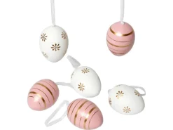 Brauns-Heitmann Behang Eier ca. 6 cm Rosa-Weiß 6 Stück