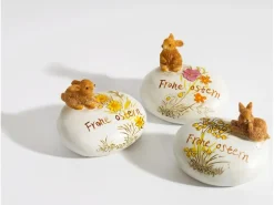 Brauns-Heitmann Deko-Steine Frohe Ostern ca. 6 cm x 4,5 cm Natur 3 Stück
