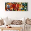 Bricoflor Abstraktes Bild Auf Leinwand Buntes Kunst Bild Im Ölgemälde Stil Ideal Für Wohnzimmer Und Büro Kubistisches Leinwandbild Im Querformat