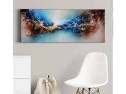 Bricoflor Abstraktes Leinwandbild In Blau Und Braun Moderne Kunst Leinwand Bild In Space Optik Ausgefallenes Wandbild Mit Weltraum Motiv