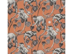 Bricoflor Affen Tapete Orange Grau Tropische Vliestapete mit Affe und Palmen in Dschungel Vlies Affentapete in Terracotta für Schlaf und Wohnzimmer