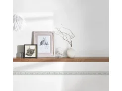 Bricoflor antik Tapetenbordüre Selbstklebend Silber Tapeten Bordüre Im Griechischen Stil Vlies Tapetenborte Ideal für Badezimmer und Küche