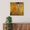 Bricoflor Art Déco Leinwand Bild Jugendstil Bild In Gold Ideal Für Schlafzimmer Und Wohnzimmer Kunstdruck Leinwandbild Mit Frau Im Art Nouveau Design