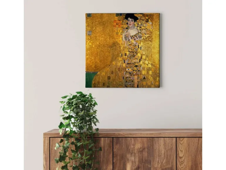 Bricoflor Art Déco Leinwand Bild Jugendstil Bild In Gold Ideal Für Schlafzimmer Und Wohnzimmer Kunstdruck Leinwandbild Mit Frau Im Art Nouveau Design