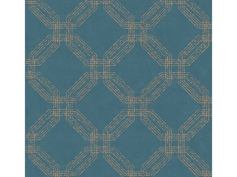 Bricoflor Art Deco Tapete in Blau Gold Retro Vliestapete Geometrisch für Wohnzimmer und Esszimmer Vlies Mustertapete mit Geometrie Design