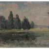 Bricoflor Ausgefallene Tapete mit Landschaft Gemalt Vlies Fototapete Als Gemälde für Wohnzimmer und Esszimmer Bildtapete in Dunkelgrün Blau