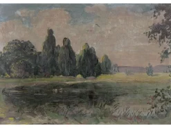 Bricoflor Ausgefallene Tapete mit Landschaft Gemalt Vlies Fototapete Als Gemälde für Wohnzimmer und Esszimmer Bildtapete in Dunkelgrün Blau