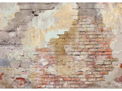Bricoflor Backstein Tapete mit Alte Mauer Fototapete mit Steinmauer Ideal für Wohnzimmer und Flur Vlies Steintapete in 3D Optik in Rot Braun