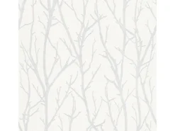 Bricoflor Baum Tapete überstreichbar Äste Vliestapete in Weiß Grau für Wohnzimmer und Schlafzimmer Vlies Waldtapete mit Vinyl Ideal Zum überstreichen