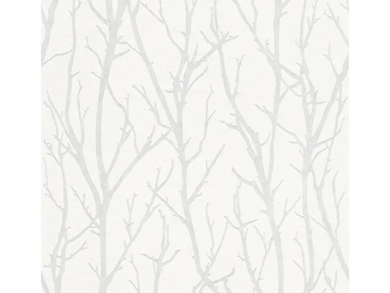 Bricoflor Baum Tapete überstreichbar Äste Vliestapete in Weiß Grau für Wohnzimmer und Schlafzimmer Vlies Waldtapete mit Vinyl Ideal Zum überstreichen
