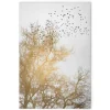 Bricoflor Baumkronen Bild Gold Weiß Leinwandbild Mit Vögeln In Baum Romantisches Wandbild Ideal Für Schlafzimmer Und Flur 60 X 90