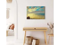 Bricoflor Bild Im Impressionismus Gemälde Stil Maritimes Wandbild Mit Meer Motiv In Hellblau Und Gelb Leinwand Bild Mit Segelschiffen Für Schlafzimmer