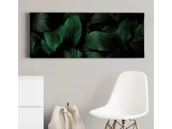 Bricoflor Bild Mit Grünen Blättern Auf Leinwand Dschungel Wandbild Mit Palmenblättern In Dunkelgrün Exostisches Leinwandbild Für Schlaf Und Wohnzimmer