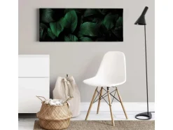 Bricoflor Bild Mit Grünen Blättern Auf Leinwand Dschungel Wandbild Mit Palmenblättern In Dunkelgrün Exostisches Leinwandbild Für Schlaf Und Wohnzimmer