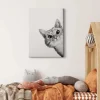 Bricoflor Bild Mit Katze Gezeichnet Modernes Leinwand Bild Mit Zeichnung Von Tier Grafik Wandbild In Schwarz Weiß Für Kinderzimmer Und Schlafzimmer
