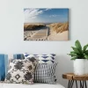 Bricoflor Bild Mit Steg Zum Meer Maritimes Leinwandbild Mit Strand Und Dünen Schlafzimmer Und Badezimmer Wandbild In Blau Und Beige