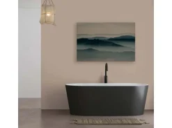 Bricoflor Bilder Landschaft In Nebel Deko Wandbild In Petrol Für Badezimmer Und Schlafzimmer Leinwandbild In 120 X 80 Cm