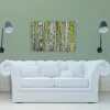 Bricoflor Birkenwald Leinwand Bild Grün Weiß Wandbild Mit Wald Motiv Für Wohnzimmer Und Schlafzimmer Birken Leinwandbild 90X60 Cm