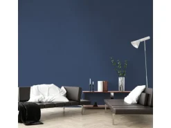 Bricoflor Blaue Tapete in Leinenoptik Moderne Uni Vliestapete in Marineblau für Schlafzimmer Dunkelblaue Vlies Wandtapete mit Vinyl Leinenstruktur