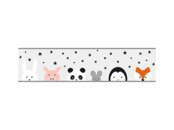 Bricoflor Bordüre mit Sternen Tieren für Kinderzimmer Vlies Tapete mit Hase und Panda für Babyzimmer Selbstklebende Tapetenbordüre Ideal für Kinder