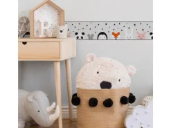 Bricoflor Bordüre mit Sternen Tieren für Kinderzimmer Vlies Tapete mit Hase und Panda für Babyzimmer Selbstklebende Tapetenbordüre Ideal für Kinder