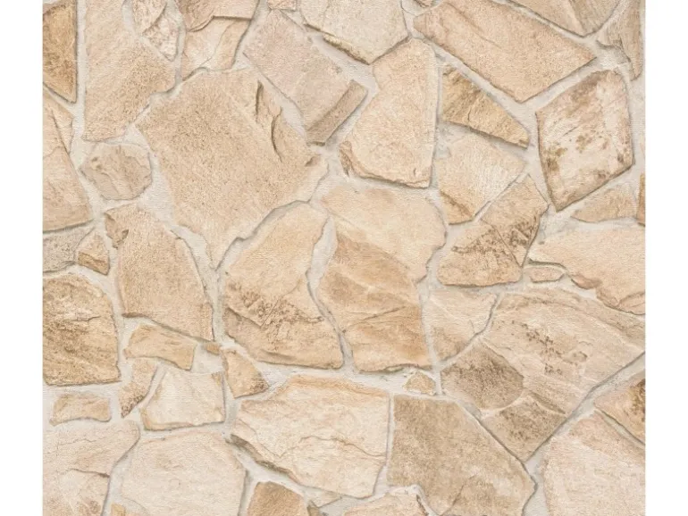 Bricoflor Bruchstein Tapete in 3D Optik Beige Creme Maritime Vliestapete in Steinoptik Naturstein Wandtapete für Küche und Flur