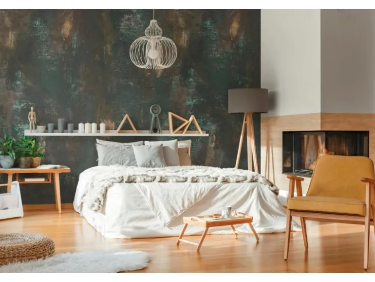 Bricoflor Dunkelgrüne Tapete In Patina Optik Fototapete Mit Rost Motiv Industrial Vliestapete Ideal Für Schlafzimmer Und Büro
