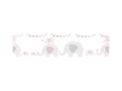 Bricoflor Elefanten Tapete als Bordüre in Rosa und Hellgrau Babyzimmer Tapetenbordüre Selbstklebend Tier Tapete Ideal für das Mädchenzimmer