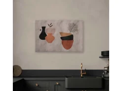 Bricoflor Ethno Bilder In Beige Terracotta Leinwandbild Mit Kunst Motiv 90 X 60 Cm Wandbild Mit Vasen Für Küche Und Wohnzimmer