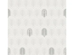 Bricoflor Feder Tapete Elegant 20er Jahre Vliestapete mit Muster in Weiß Silber Vlies Mustertapete im Art Deco Stil für Schlafzimmer und Badezimmer