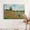 Bricoflor Gemälde Mit Blumenwiese Auf Leinwand Als Kunstdruck Kunst Bild In Ölgemälde Optik Für Wohnzimmer Und Flur Sommer Wandbild In Grün Und Rot