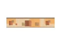 Bricoflor Geometrische Tapeten Bordüre in Orange und Terracotta Esszimmer und Wohnzimmer Tapetenbordüre aus Papier und Vinyl Tapetenborte mit Quadrat