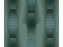 Bricoflor Geometrische Tapete in Petrol Gold 3D Vliestapete Dunkelgrün Ideal für Wohnzimmer und Büro Vlies Fototapete Futuristisch mit Grafik Design
