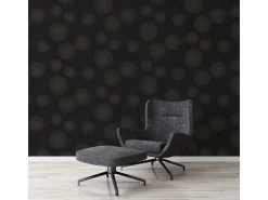 Bricoflor Glitzer Tapete in Schwarz Gold Kreis Vliestapete Floral Ideal für Wohn und Schlafzimmer Schwarze Vlies Mustertapete mit Blumen Abstrakt