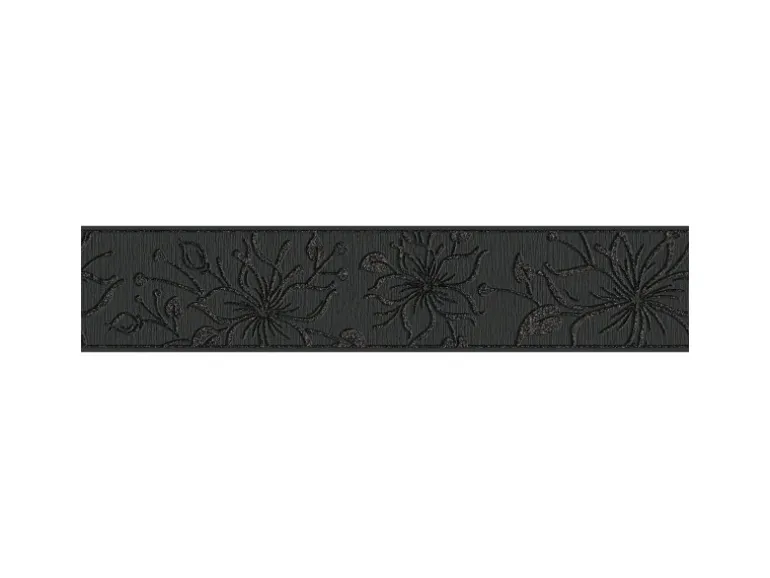 Bricoflor Glitzer Tapetenbordüre in Schwarz Selbstklebende Tapeten Bordüre mit Blumen Florale Tapetenborte Ideal für Wohnzimmer und Flur