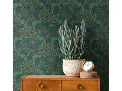 Bricoflor Gründerzeit Tapete Mit Blumen Grün Rot Retro Blumentapete Dunkelgrün Für Schlafzimmer Und Küche Jugendstil Vliestapete