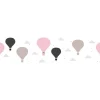 Bricoflor Heißluftballon Tapete Bordüre für Kinderzimmer Ballon Bordüre Selbstklebend in Rosa und Grau Babyzimmer Tapete Ideal für Mädchenzimmer