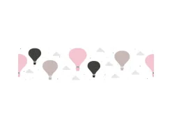 Bricoflor Heißluftballon Tapete Bordüre für Kinderzimmer Ballon Bordüre Selbstklebend in Rosa und Grau Babyzimmer Tapete Ideal für Mädchenzimmer